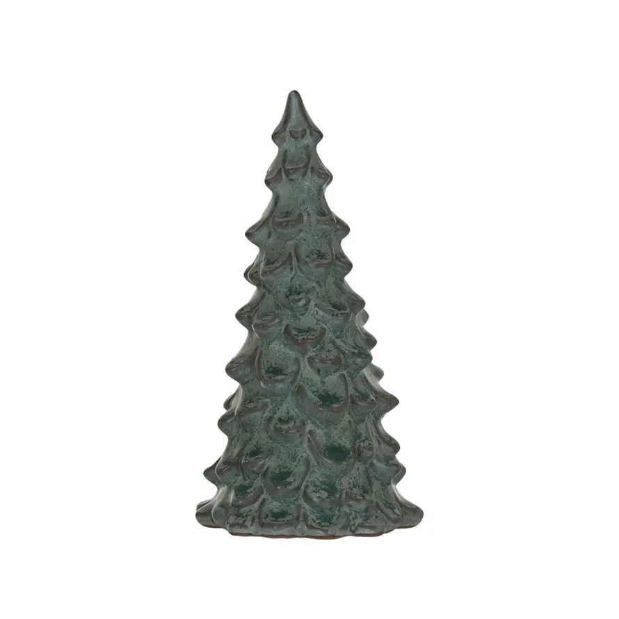 FLEURISH Large Dark Green Reactive Glaze Stoneware Tree