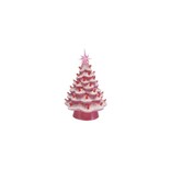 FLEURISH Ceramic LED Christmas Tree with Plastic Bulbs & Star, Pink & White