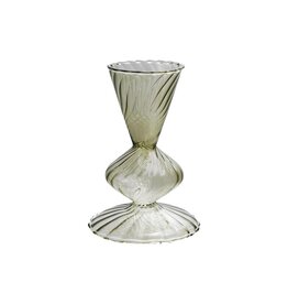 FLEURISH 3" Round x 5"H Fluted Glass Vase, Green