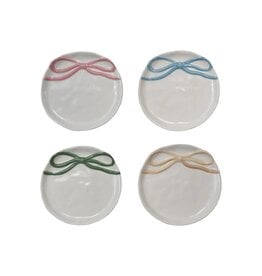 FLEURISH 4-1/4" Round Stoneware Dish with Bow (Choice of 4 Colors)