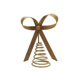 FLEURISH Metal Bow Tree Topper, Gold Glitter Finish