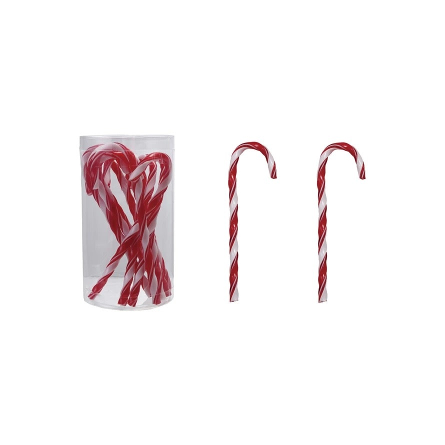 FLEURISH Plastic Candy Cane Drink Stirrers with Stripes, Set of 10