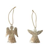 FLEURISH Metal Angel Ornament with Embossed Flowers/Cut-Outs, 2 Styles
