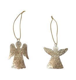 FLEURISH Metal Angel Ornament with Embossed Flowers/Cut-Outs, 2 Styles
