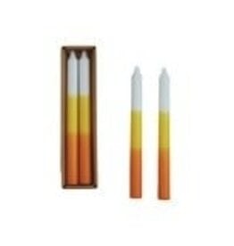 FLEURISH Unscented Taper Candles in Box, White, Yellow & Orange Color, Set of 2