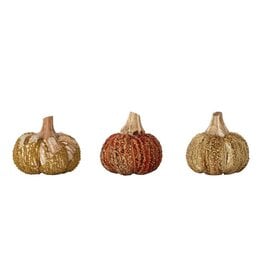 FLEURISH Sm Handmade Cotton, Fabric Chenille & Mango Wood Pumpkin (Choice of 3 Styles)