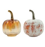 FLEURISH Glass Pumpkin with Stem, Distressed/Iridescent Finish (Choice of 2 Styles)