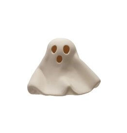 FLEURISH Stoneware Bisque Ghost with LED Light, White (Batteries Included)