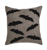 Mudpie Bats Wool Halloween Pillow