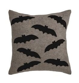 Mudpie Bats Wool Halloween Pillow