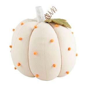 Mudpie CREAM DOTTED STUFFED PUMPKIN
