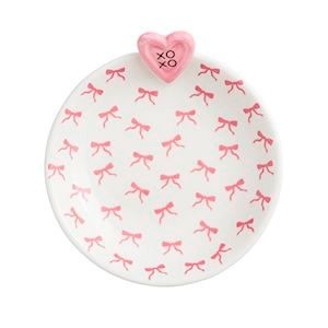 Mudpie PINK BOWS ALLOVER VALENTINE TIDBIT DISH