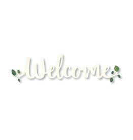 Roeda Studio WHITE "Welcome" Word w/ Greenery Magnet, 7"w