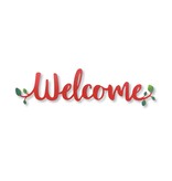Roeda Studio RED "Welcome" Word w/ Greenery Magnet, 7"w