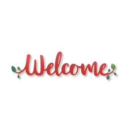 Roeda Studio RED "Welcome" Word w/ Greenery Magnet, 7"w