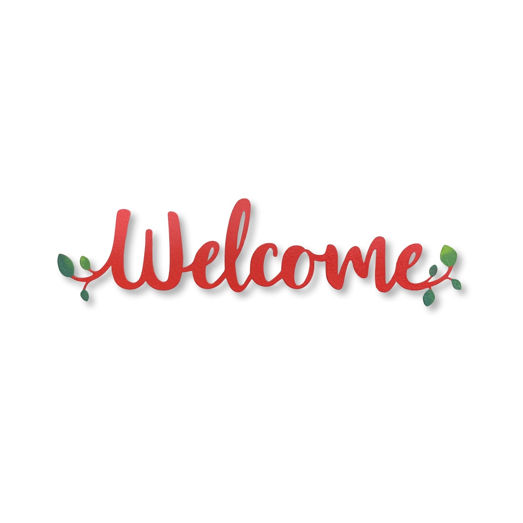 Roeda Studio RED "Welcome" Word w/ Greenery Magnet, 7"w
