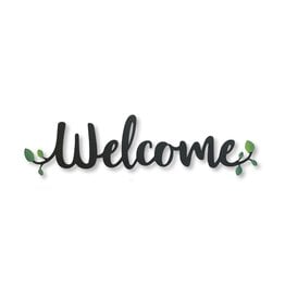 Roeda Studio BLACK "Welcome" Word w/ Greenery Magnet, 7"w