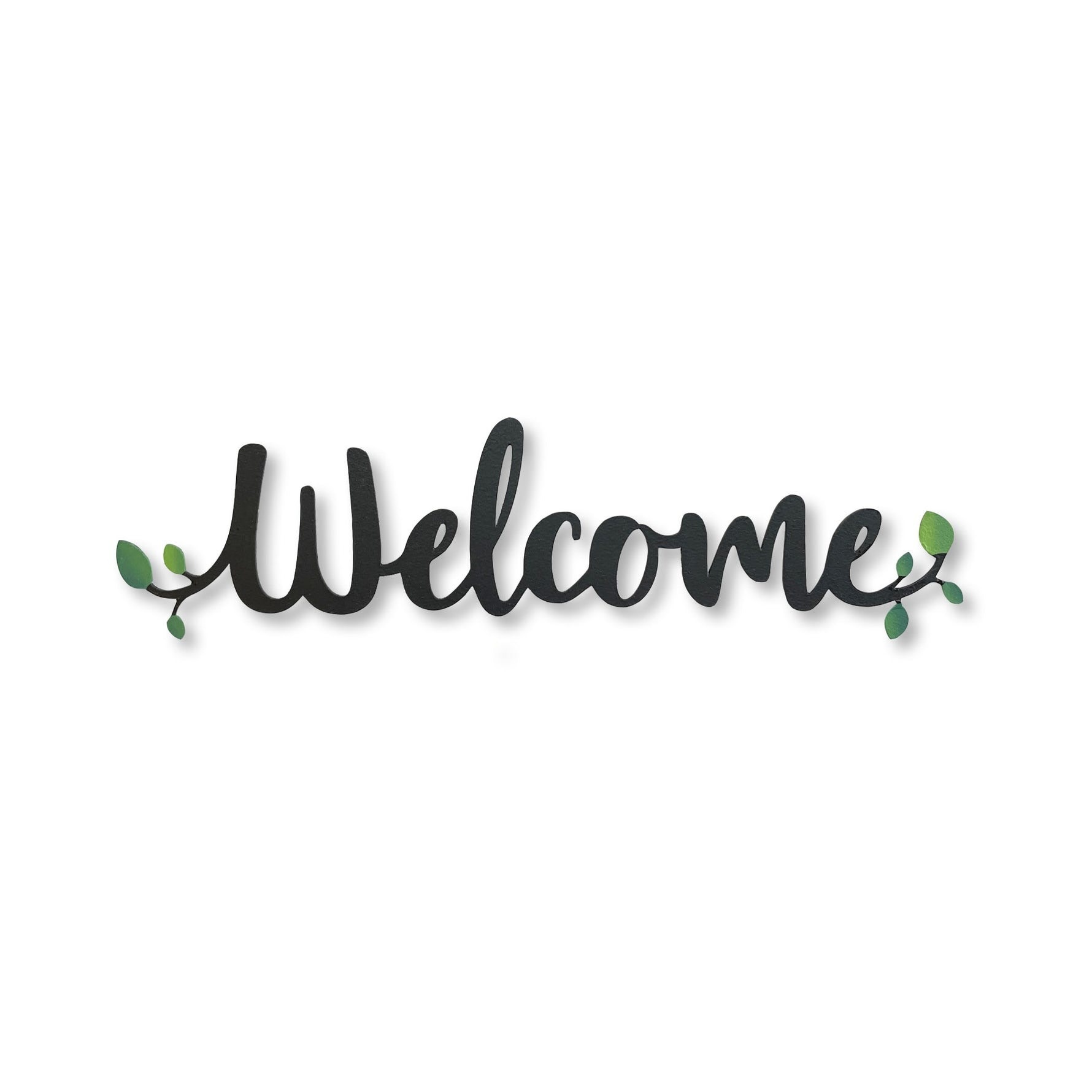 Roeda Studio BLACK "Welcome" Word w/ Greenery Magnet, 7"w