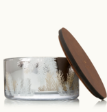 Thymes Large 4-Wick Frasier Fir Poured Silver Mercury Glass Pine Needle Statement Candle w Wood Lid