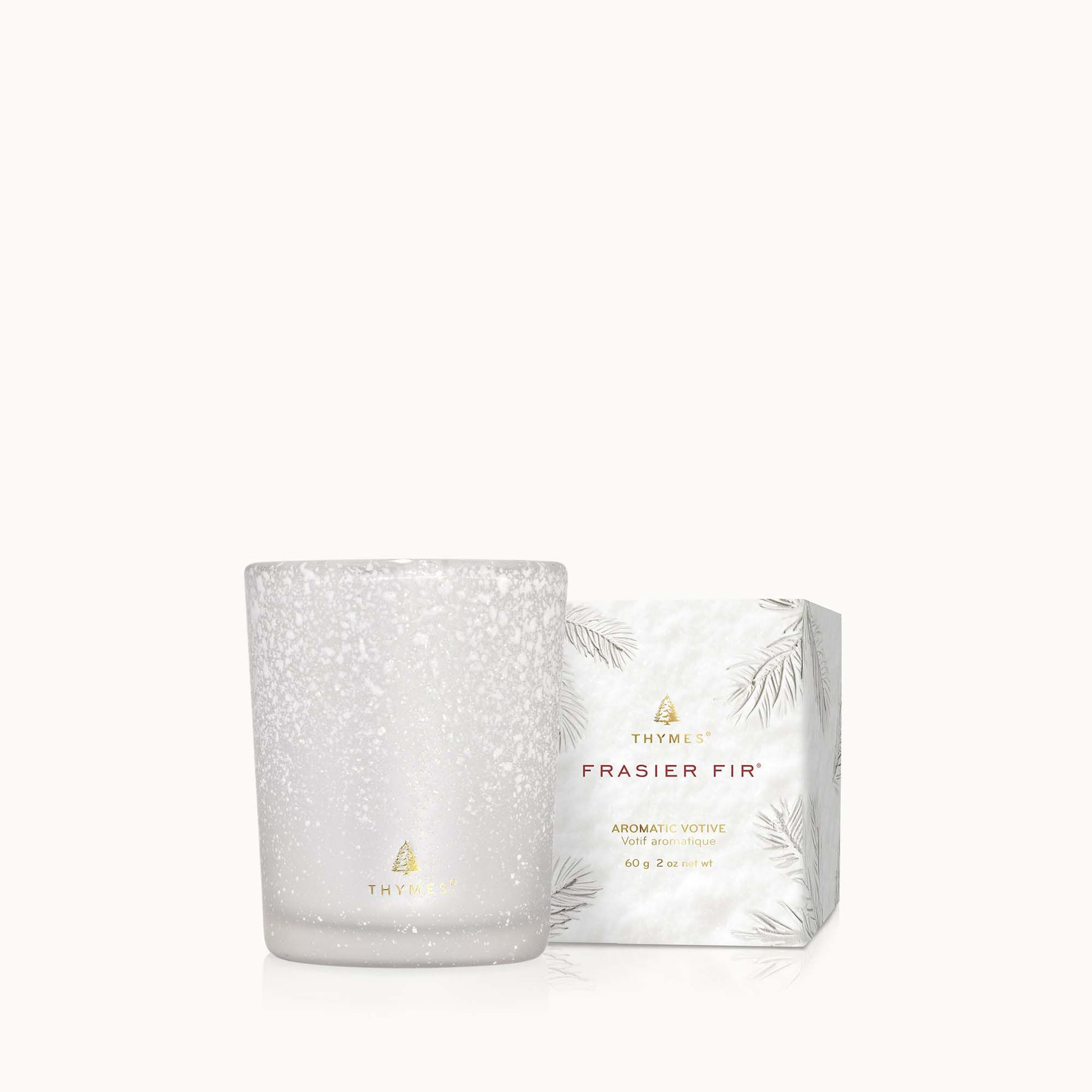 Thymes Flocked Votive Candle Frasier Fir (boxed)