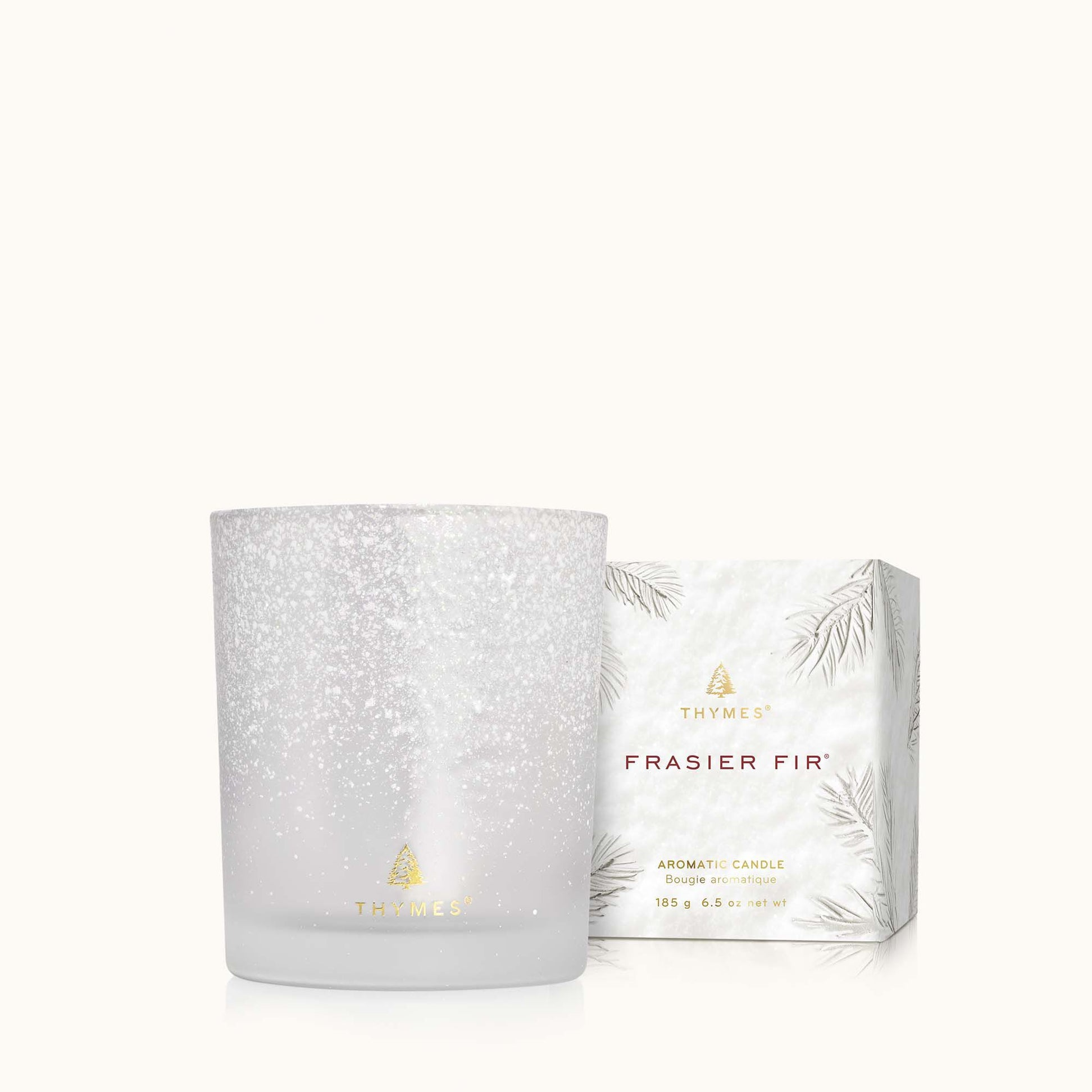 Thymes Flocked Poured Candle (6.5oz) Frasier Fir (boxed)