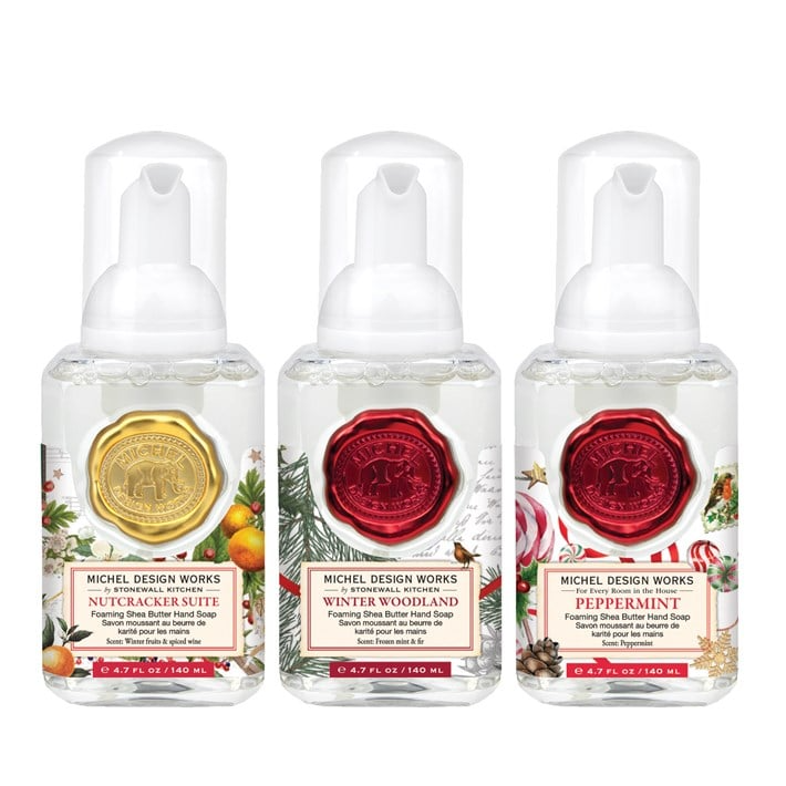 Michel Design Works Mini Foaming Hand Soap Set:  Wintertime Whimsy (Nutcracker Suite, Winter Woodland, and Peppermint)