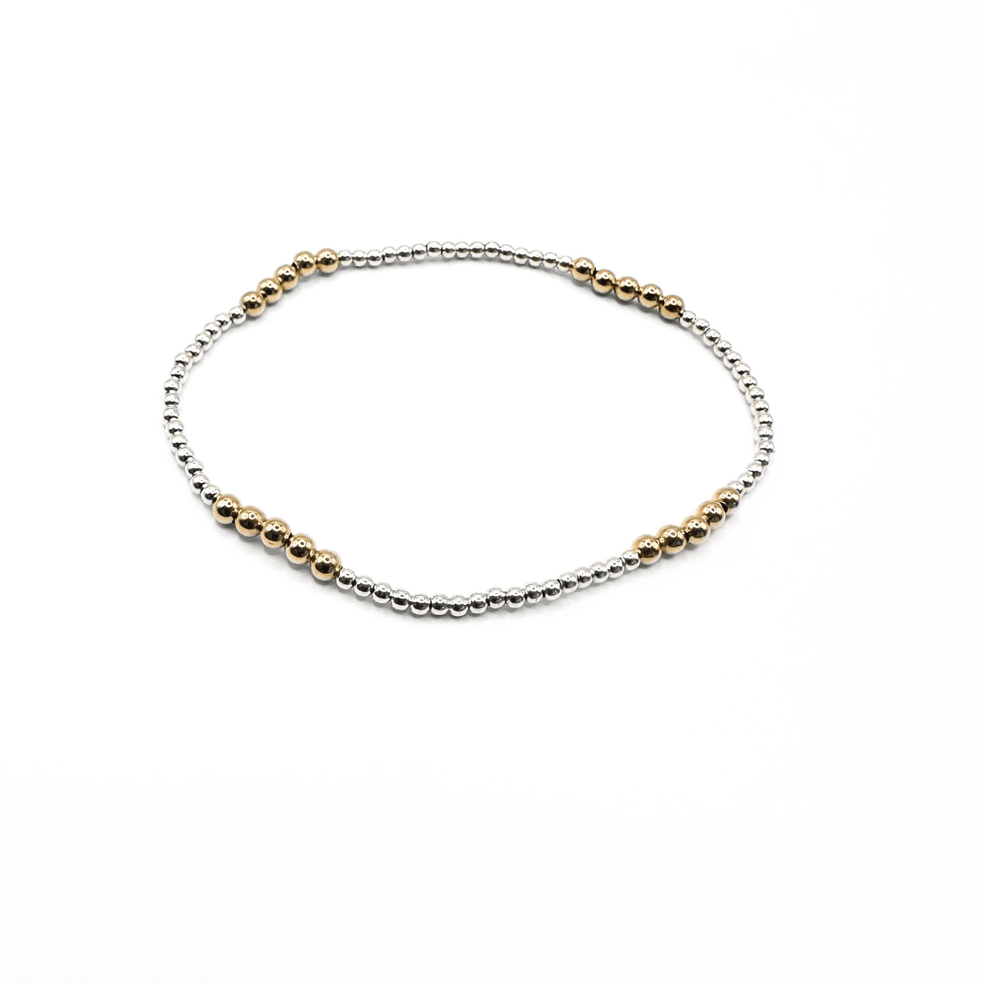 Erin Gray 2mm4 Hamptons Mix Collection 14k Gold-Filled and Sterling Beaded Bracelet