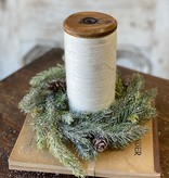 Lancaster & Vintage 9" | 4.5" Frosted White Spruce Candle Ring (Mini Wreath)