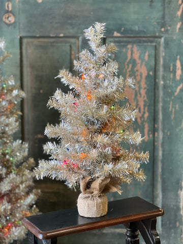 Lancaster & Vintage 24" Tinsel Tree, Pre-Lit | Multi