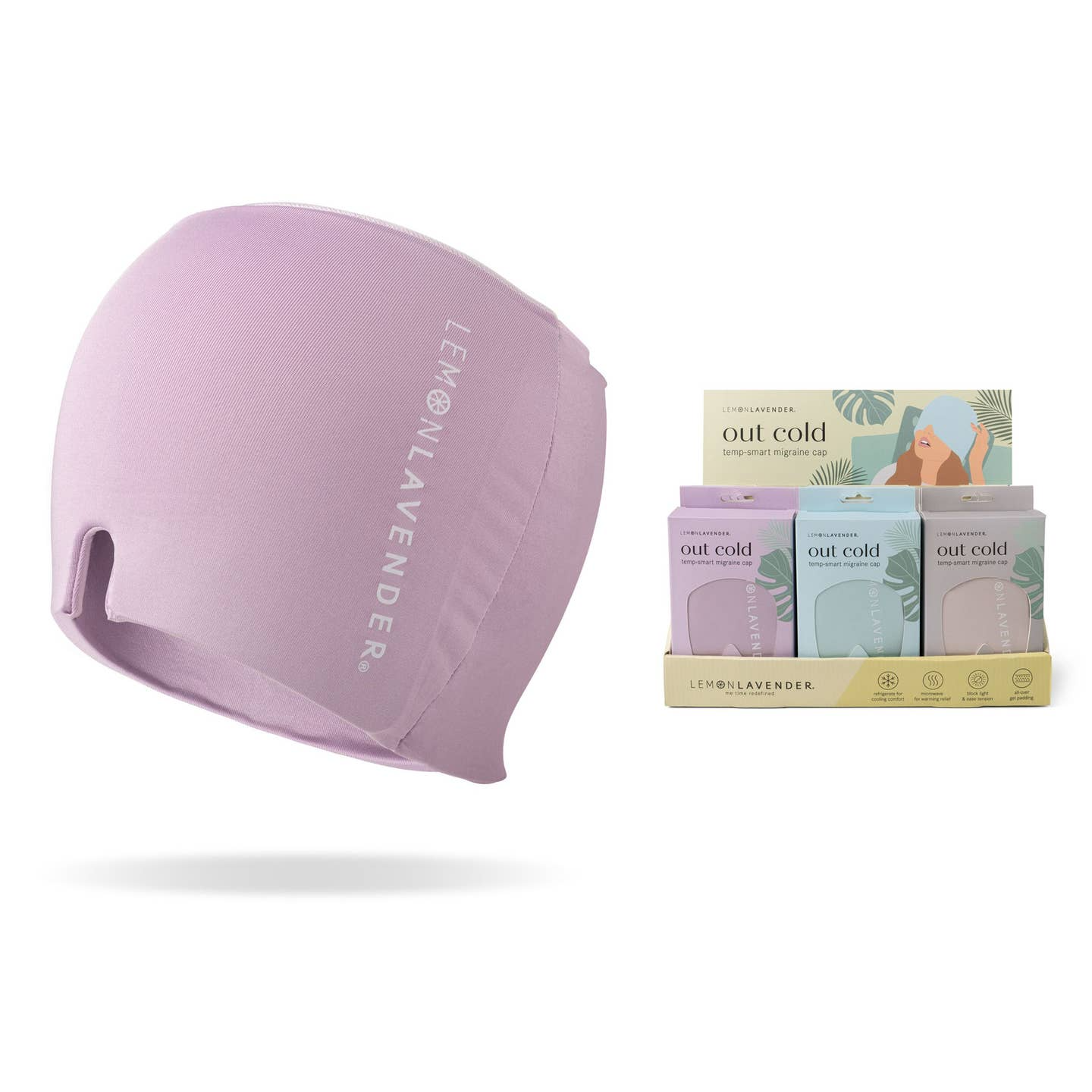 Lemon Lavender Out Cold Temp-Smart Migraine Cap (various colors)