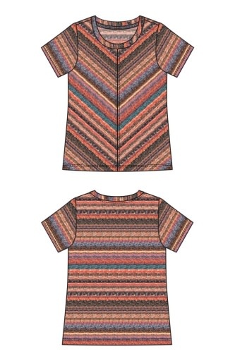 Liverpool Los Angeles short sleeve scoop neck knit top w miter front