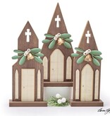 FLEURISH LG CHURCH SITTER W METAL MISTLETOE &  BELL (VARIOUS)
