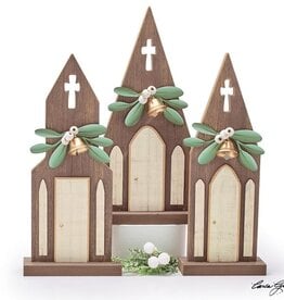 FLEURISH LG CHURCH SITTER W METAL MISTLETOE &  BELL (VARIOUS)