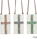 FLEURISH CERAMIC RAISED CROSS ORNAMENT (VARIOUS)