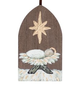 FLEURISH DIVINE NIGHT LG WOOD NATIVITY ORNAMENT/ HANGING PLAQUE