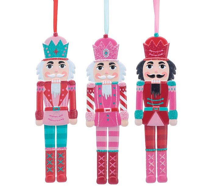 FLEURISH RED & PINK TIN NUTCRACKER ORNAMENT (VARIOUS)