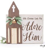 FLEURISH OH COME LET US ADORE HIM ART (EASEL BACK OR HANG WITH ATTACHED WIRE)