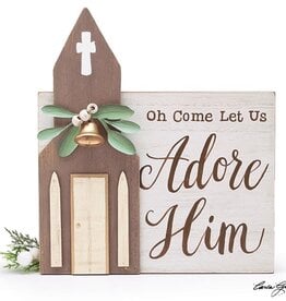 FLEURISH OH COME LET US ADORE HIM ART (EASEL BACK OR HANG WITH ATTACHED WIRE)