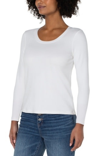 Liverpool Los Angeles long sleeve scoop neck knit top