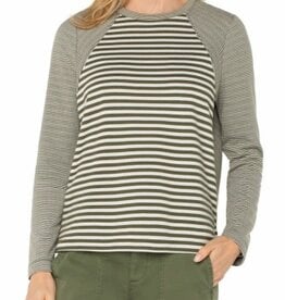 Liverpool Los Angeles long sleeve crew neck knit top w/ seaming