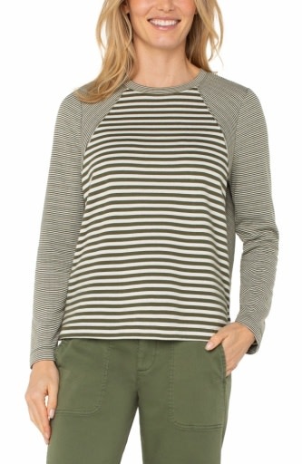 Liverpool Los Angeles long sleeve crew neck knit top w/ seaming