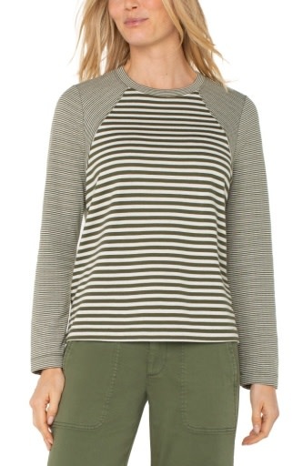 Liverpool Los Angeles long sleeve crew neck knit top w/ seaming