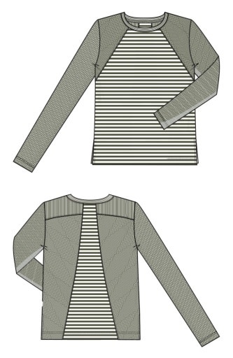 Liverpool Los Angeles long sleeve crew neck knit top w/ seaming