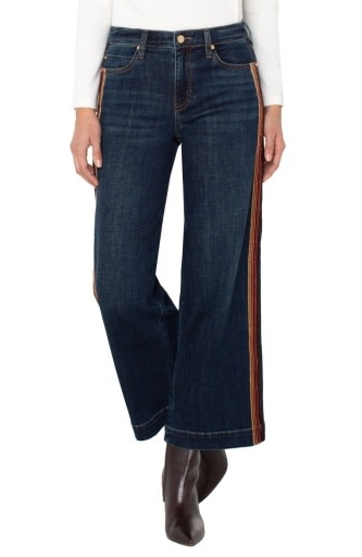 Liverpool Los Angeles stride wide leg w/ velvet trim 28' ins
