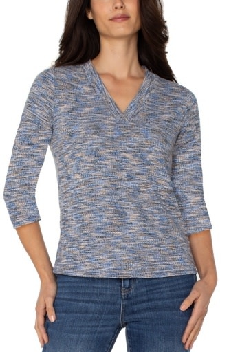 Liverpool Los Angeles 3/4 sleeve v-neck knit tee