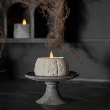 FLEURISH 3" CREAM JACK-O-LANTERN 3D FLAME CANDLE