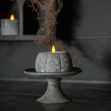 FLEURISH 3" GRAY JACK-O-LANTERN 3D FLAME CANDLE