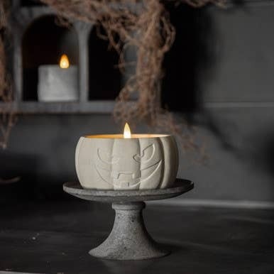 FLEURISH 3.5" CREAM JACK-O-LANTERN 3D FLAME CANDLE
