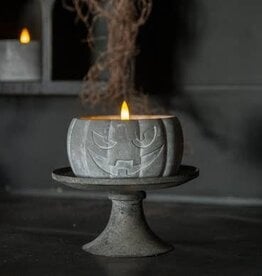 FLEURISH 3.5" GRAY JACK-O-LANTERN 3D FLAME CANDLE