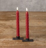FLEURISH SET/ 2 - 9.5" 3D FLAME TWIST RED TAPER CANDLE